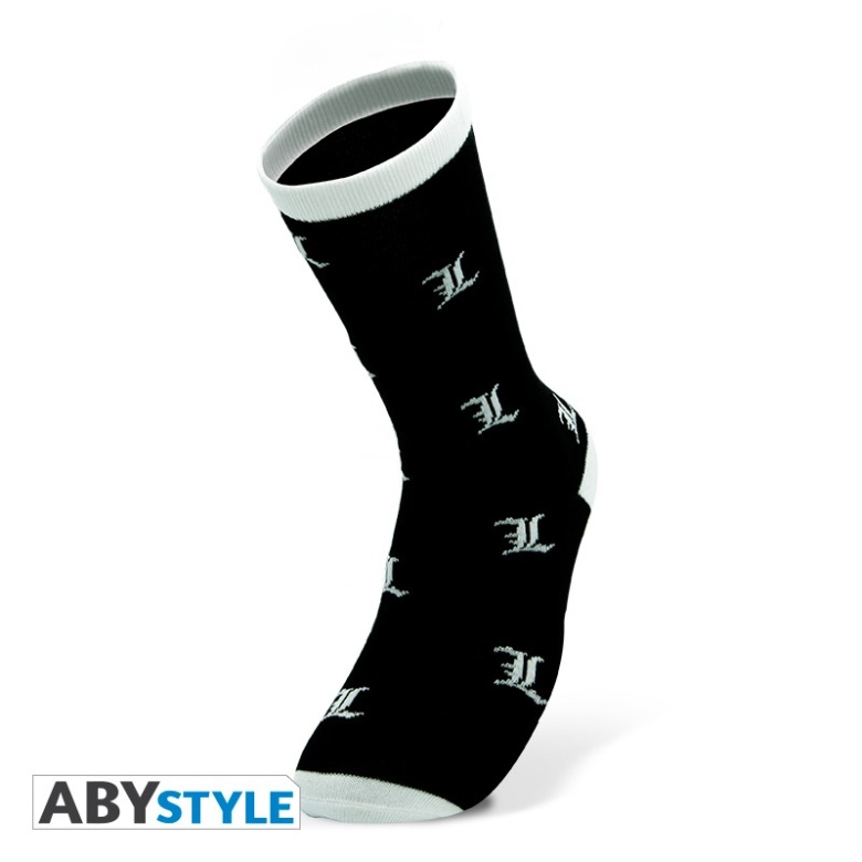 death note socks black white l 3